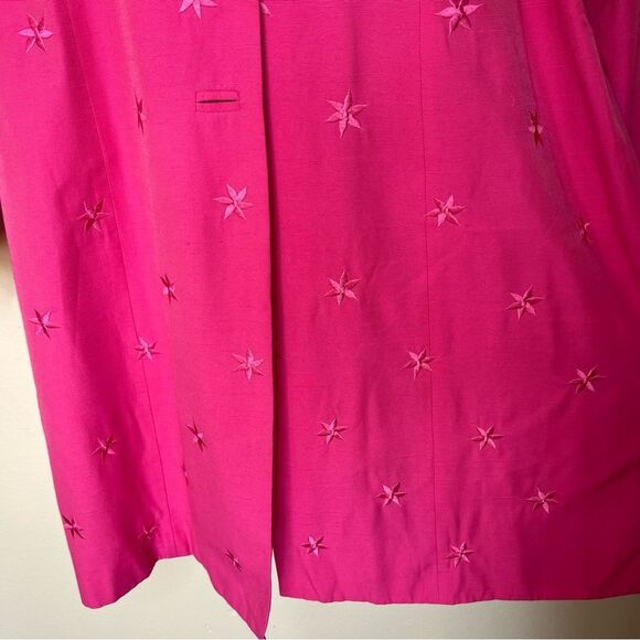 Vintage On Broadway Embroidered Flower Pink Duster Jacket Poly Crepe Women 22 - Picture 5 of 14